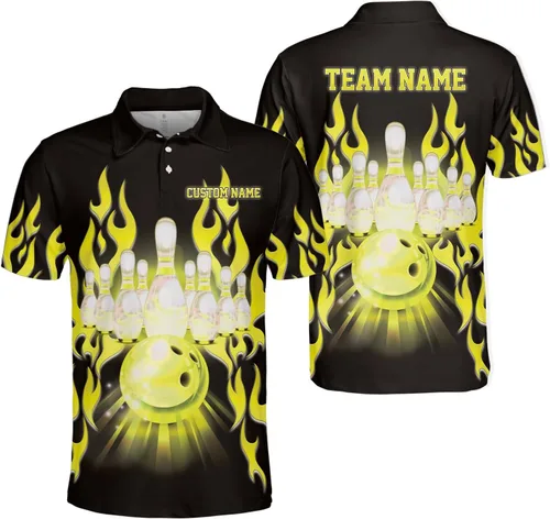 Miniatura 7 de Woseprints - Polo de boliche personalizado con nombre 3D para hombres y mujeres, camisas de bolos personalizadas para equipo, camisas de bolos unisex