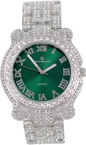 Miniatura 56 de Charles Raymond Bling-ed Out Ultimate Hip Hop Royalty Reloj para hombre con número romano de fácil lectura o indicadores de tiempo de diamantes