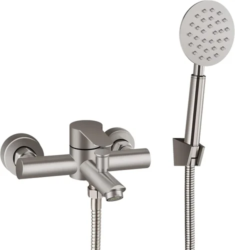 Miniatura 13 de Aolemi Llenador de bañera de montaje en pared, níquel cepillado, grifo de bañera central de 6 pulgadas con ducha de mano, acero inoxidable SUS304