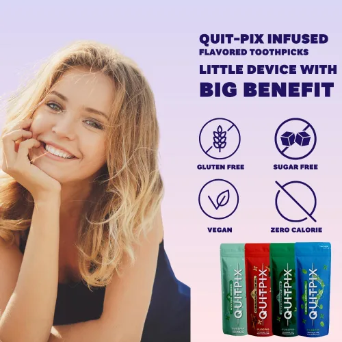 Miniatura 3 de QuitPix - Palillos de dientes con sabor prémium con infusión para ayudar a dejar de fumar, sin nicotina, sin OMG, Kosher Vegan Cool Mentol 40 Cool