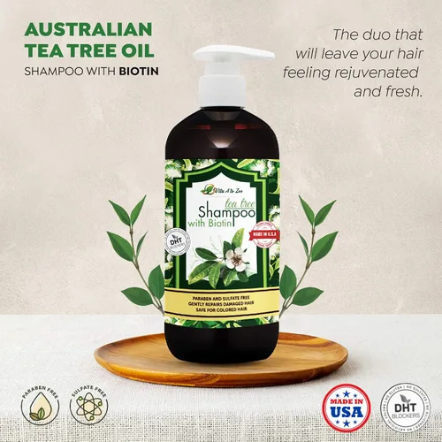 Miniatura 7 de Champú de aceite de árbol de té con biotina (16.9 onzas líquidas) Fórmula profesional para caspa, picazón y cuero cabelludo seco Hidratante