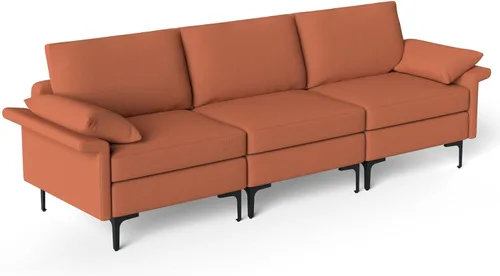 Miniatura 18 de Giantex Juego de 2 sofás individuales, silla decorativa, con cómodo cojín de 5 pulgadas, reposabrazos con cremallera, patas de acero, sillón de sala
