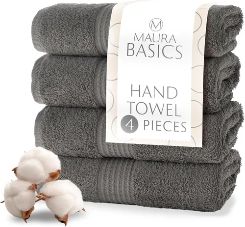 Miniatura 43 de MAURA Basics - Toallas de baño de 100 % algodón turco con bucles de gancho. Juego de toallas de felpa absorbentes de lujo extra grandes para baño