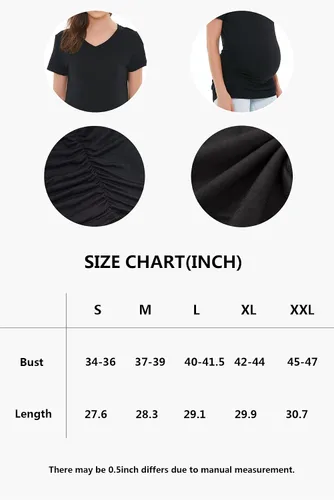 Miniatura 7 de Smallshow Ropa de maternidad con cuello en V para mujer, camiseta de embarazo fruncida lateral