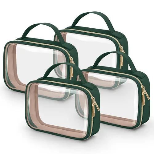 Miniatura 35 de Bolsa de aseo transparente Wedama, paquete de 2 bolsas de maquillaje transparentes con asas, bolsas cosméticas de PVC para mujeres y hombres, bolsas