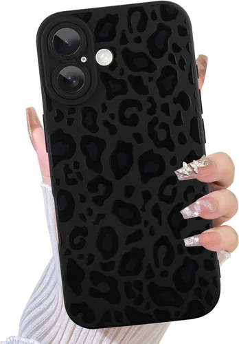 Miniatura 55 de TEAUGHT Compatible con iPhone 11 Funda con patrón lindo estampado de leopardo negro guepardo + protector de pantalla a prueba de golpes, funda
