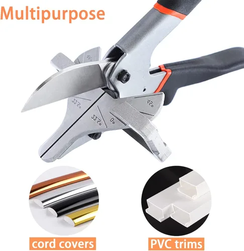 Miniatura 2 de Cortador de inglete multiángulo grande y afilado con 0 a 135 grados, tijeras de corte angular ajustables para cubierta de cordón de PVC, moldeado