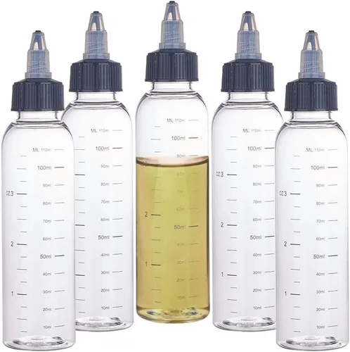 Miniatura 7 de BENECREAT Paquete de 12 botellas dispensadoras de plástico transparente de 3.7 fl oz con tapa giratoria y medición graduada para líquidos, tintas
