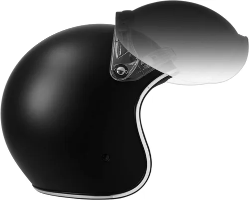Miniatura 2 de GDM RENEGADE - Casco abierto para motocicleta, 3/4, estilo vintage, negro mate (escudo cromado, S)