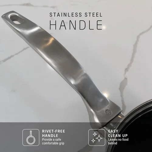 Miniatura 4 de Swiss Diamond Sartén con tapa, sartén antiadherente de aluminio recubierto de diamante, apto para lavavajillas y horno, 6.3 pulgadas, 1.4 cuartos