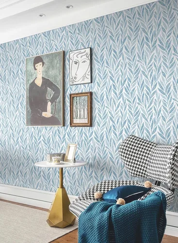 Miniatura 7 de Safiyya Papel tapiz autoadhesivo para despegar y pegar, papel de contacto bohemio moderno para dormitorio, papel tapiz azul y blanco, rollo
