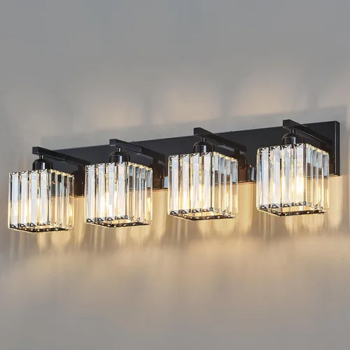 Miniatura 39 de Lámpara de tocador moderna de 2 luces de níquel cepillado, lámpara de tocador de cristal, luz de pared de baño, accesorios de iluminación de baño
