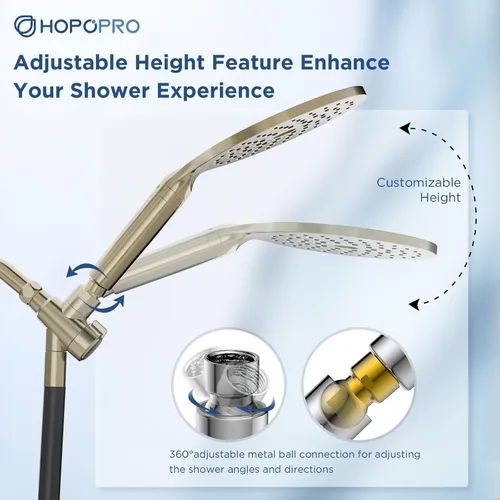Miniatura 5 de Dual Filtered Handheld Shower Heads Combo, HOPOPRO 15-Mode High Pressure Rainfall Showerheads Combo Set with Filter, for Hard Water, Removes