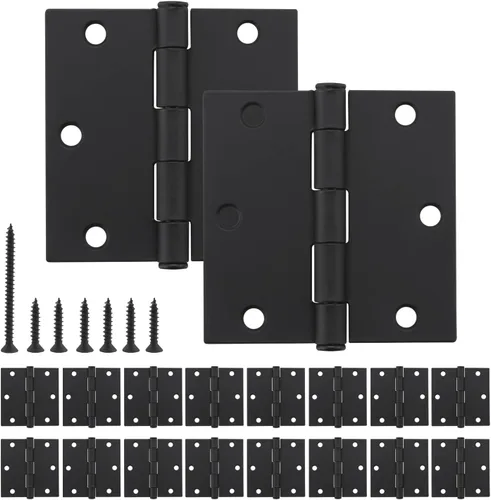 Miniatura 16 de HOME MASTER HARDWARE Paquete de 3 bisagras redondeadas de color negro mate, bisagras de puerta interior de 3.5 pulgadas, esquinas de radio de 1/4
