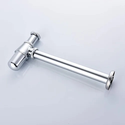 Miniatura 4 de Ciencia Trampa de latón para botellas, fregadero P, trampa cromada montada en la pared del lavabo del lavabo de la botella trampa de residuos