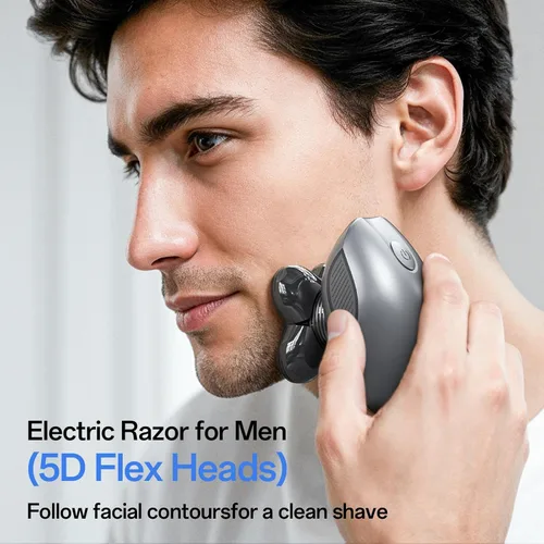 Miniatura 5 de Maquinilla de afeitar eléctrica para hombres, afeitadora eléctrica multifunción 5 en 1 para hombres, afeitadora de cabeza calva impermeable IPX7