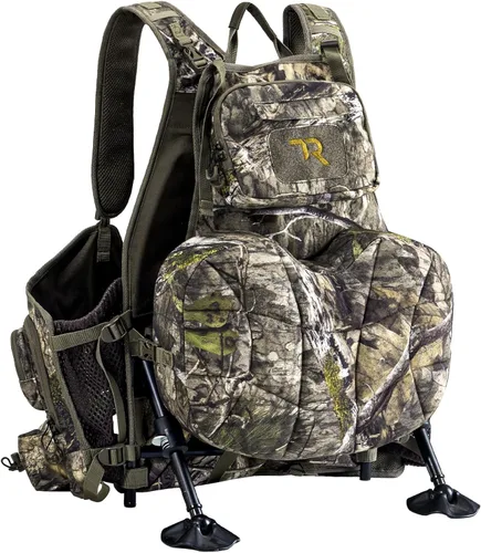 TR Chaleco de pavo para caza con asiento, chaleco de caza con soporte y bolsa de juego, para hombres y mujeres, camuflaje