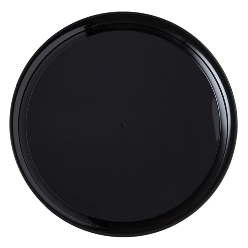 Miniatura 5 de CheckMate - Bandeja redonda de plástico pesado con borde alto, 12 pulgadas de diámetro, color negro (25 unidades)