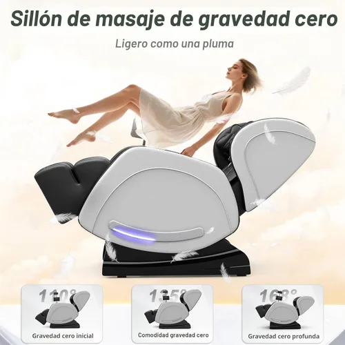Miniatura 4 de Megashock SL Track 2026 Silla de masaje de cuerpo completo, silla de masaje de gravedad cero con calor trasero, 12 rodillos fijos, masaje de pies