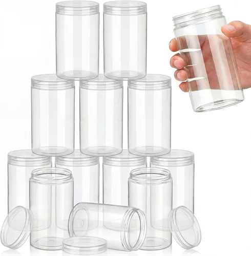 Miniatura 34 de SATINIOR Paquete de 12 frascos de plástico con tapas, frascos redondos para cosméticos de viaje, para artículos de tocador, loción, crema