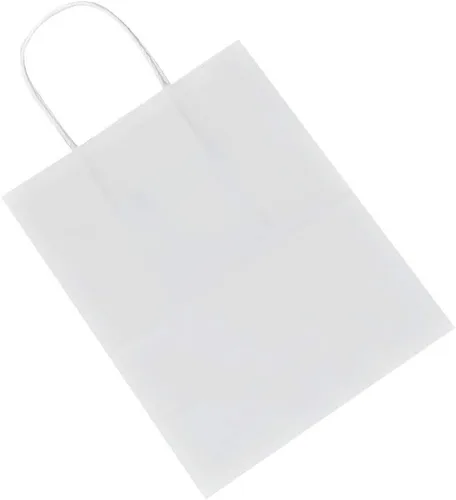 Miniatura 4 de bagmad Paquete de 100 bolsas de papel kraft blancas resistentes con asas a granel, bolsas de regalo de 5.25 x 3.25 x 8 pulgadas, para manualidades