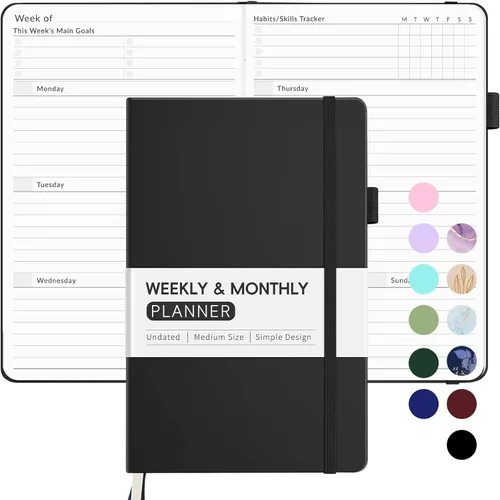 Miniatura 9 de Planificador semanal sin fecha para 2026, Planificador de calendario semanal y mensual simplificado Forvencer, Cuaderno diario organizador lindo