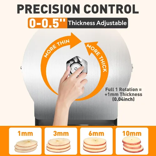 Miniatura 5 de Cortadora de verduras eléctrica y manual comercial, 0–13mm, máquina de corte de frutas de acero inoxidable comercial 2-EN-1, cortador de alimentos