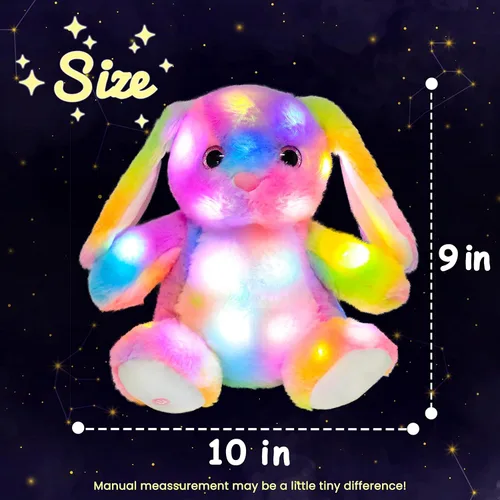 Miniatura 4 de Hopearl Conejo de peluche con luces LED colorido, flexible, con luces de noche que brillan en la oscuridad, para festival, cumpleaños, niños