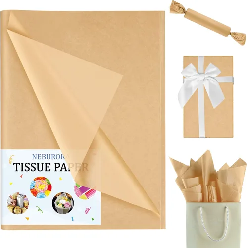 Miniatura 2 de NEBURORA Papel de Seda Kraft para Bolsas de Regalo 60 Hojas Papel de Envolver Beige a Granel 14 X 20 Pulgadas Papel de Envolver Marrón para Relleno