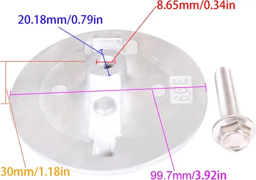 Miniatura 3 de SouthMarine Motor de barco 6CE-45373-00 ánodo de pestaña de ajuste plano para motor fuera de borda Yamaha F70-F100 F200 F225 F250/B 200HP 225HP