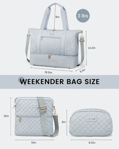 Miniatura 2 de LOVEVOOK Bolsa de viaje para mujer, con compartimento para zapatos, Azul
