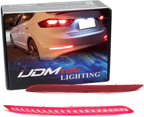 Miniatura 9 de iJDMTOY Luces reflectoras de parachoques LED de lente roja compatibles con Hyundai Elantra Sedán 2017 2018, función como faros antiniebla