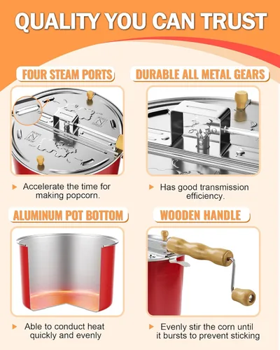 Miniatura 4 de Cook N Home - Olla palomera Aluminio rojo