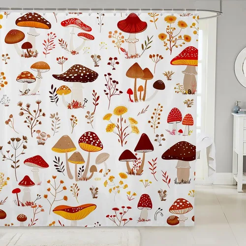 Miniatura 18 de Castle Fairy Cortinas de ducha con hojas de ginkgo, cortina de baño botánica de naturaleza verde, tela de plantas de acuarela, juego de decoración