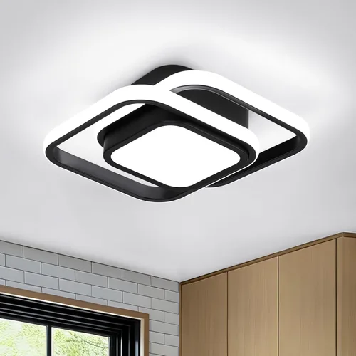 Miniatura 16 de CANEOE Lámpara de Techo Cuadrada para Pasillo, 6000K Blanco Frío Luz de Techo Moderna de Montaje al Ras, Accesorios de Iluminación LED Cromados