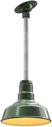 Miniatura 21 de Steel Lighting Co. Inglewood - Lámpara de granero Lámpara montada en el techo Cúpula redonda de 8 pulgadas vástago inclinado de 12 pulgadas