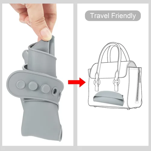 Miniatura 6 de PandaEar Paquete de 5 baberos de silicona impermeables para bebés, babero de alimentación súper fino y ligero con bolsillo para atrapar alimentos