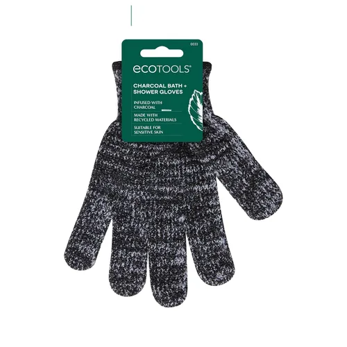 EcoTools Guantes de baño y ducha de carbón, guantes exfoliantes que eliminan la piel muerta y limpian todo el cuerpo, guantes de baño con carbón