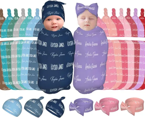 Miniatura 11 de Diadema personalizada para bebé y gorro para niñas y niños con nombre, mantas de bebé personalizadas para niñas y niños con nombre Iconos blancos