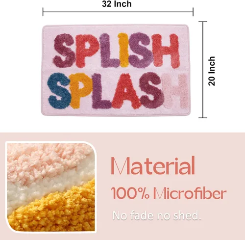 Miniatura 2 de Bonita alfombra de baño rosa, antideslizante, suave, esponjosa y absorbente, de microfibra, colorida, alfombra de baño, divertida alfombra de baño