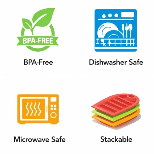 Miniatura 5 de Juego de 3 platos para tacos, bandejas divisoras de plástico para tacos con ranuras de pie, sin BPA, aptas para lavavajillas y microondas