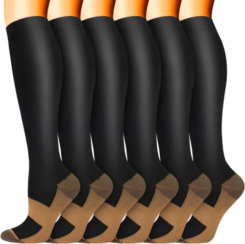 Miniatura 35 de Sooverki - Calcetines de compresión de cobre para circulación, para mujeres y hombres, 6 pares, para correr, atletismo, medicina, enfermería, viajes