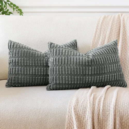 Miniatura 31 de OTOSTAR - Paquete de 2 fundas de cojín decorativas de pana suaves y a rayas estilo boho, fundas de cojín cuadradas para decoración del hogar, fundas