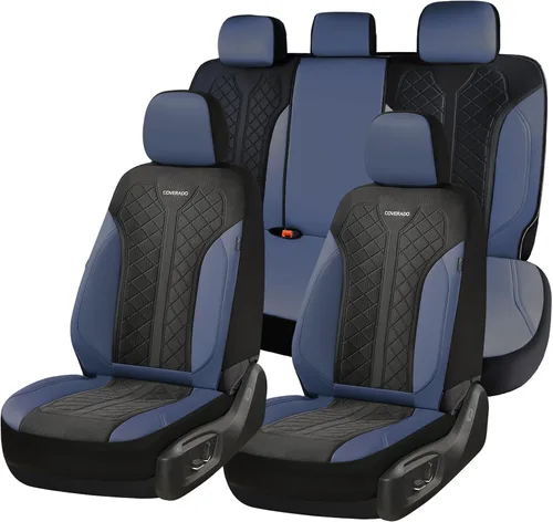 Miniatura 45 de Coverado Fundas de asiento delantero, fundas de asiento beige, 2 asientos, protectores de cuero para automóvil, paquete de 2, fundas de asiento