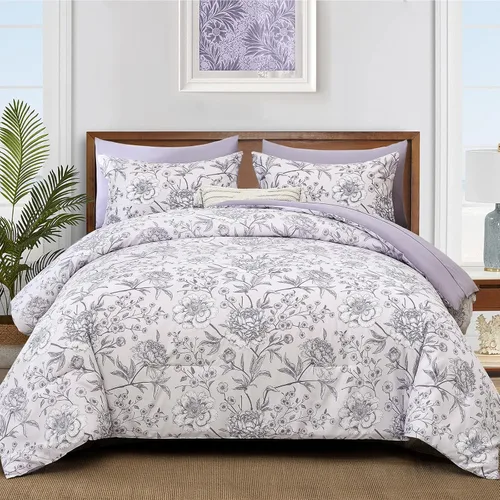 Miniatura 24 de Yiran - Juego de edredón de 7 piezas en una bolsa, edredón floral amarillo con flores, ropa de cama de microfibra suave, tamaño King