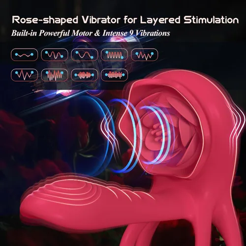 Miniatura 4 de Anillo vibrador para el pene con estimulador de clítoris rosa, vibrador de anillo para el pene para parejas, juguetes sexuales para hombres