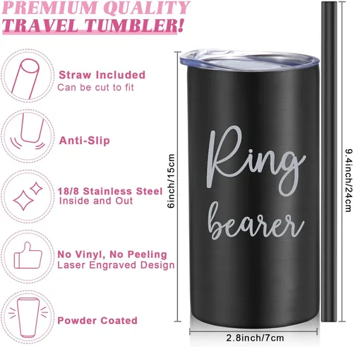 Miniatura 2 de Sieral 2 vasos de acero inoxidable con pajita, de 16 onzas, con diseño de flores para niña, con botella de agua y pajita, regalo para propuesta