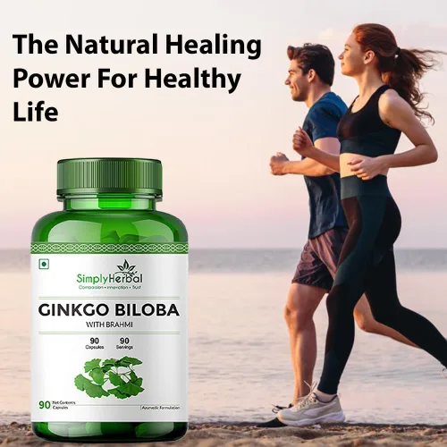 Miniatura 5 de Simply Herbal Ginkgo Biloba 120mg con extracto de Bacopa Monnieri Brahmi 380mg para una mejor concentración, mejora la circulación sanguínea, mejora