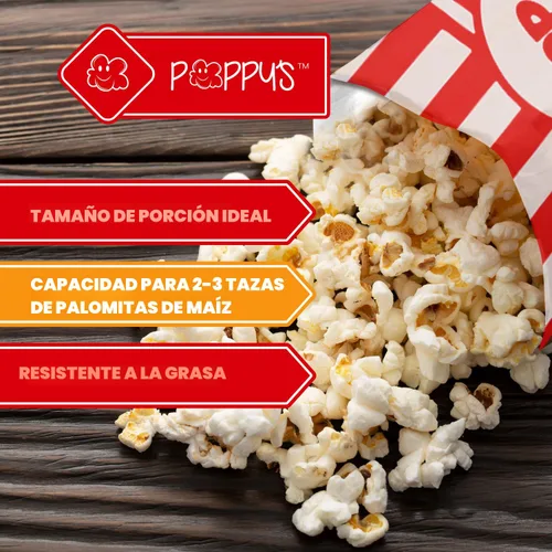 Miniatura 4 de Bolsas de papel para palomitas de maíz Poppy's - 200 bolsas de 1oz de grado de concesión, accesorios para máquinas de palomitas para bares