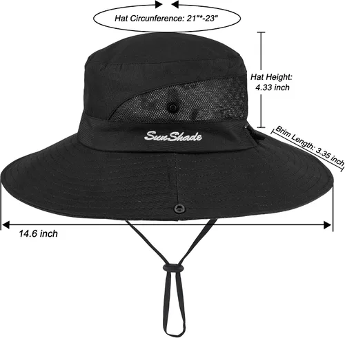 Miniatura 22 de Sombrero de sol de verano para mujer, cola de caballo – Protección UV de malla de ala ancha plegable con agujero para cola de caballo